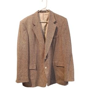 Mens 100% Silk Tweed Blazer Jacket Sport Coat Single Two Button sz 46